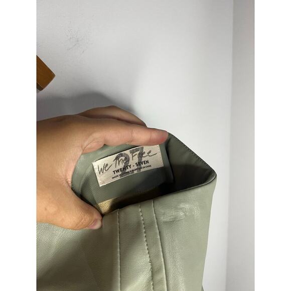 Free People Real Deal Slit Vegan Sage Leather Pants High Waist 27 - Picture 7 of 7